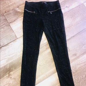 Black Elastic waist band leggings with zippers